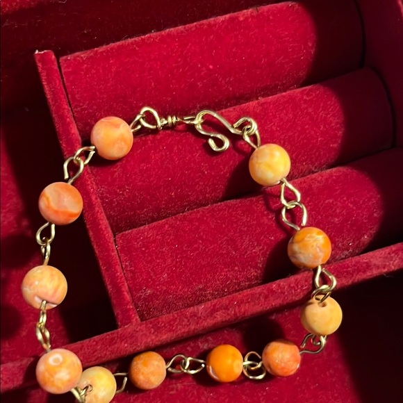 Handcrafted orange agate with copper wire bracelet - Picture 2 of 5